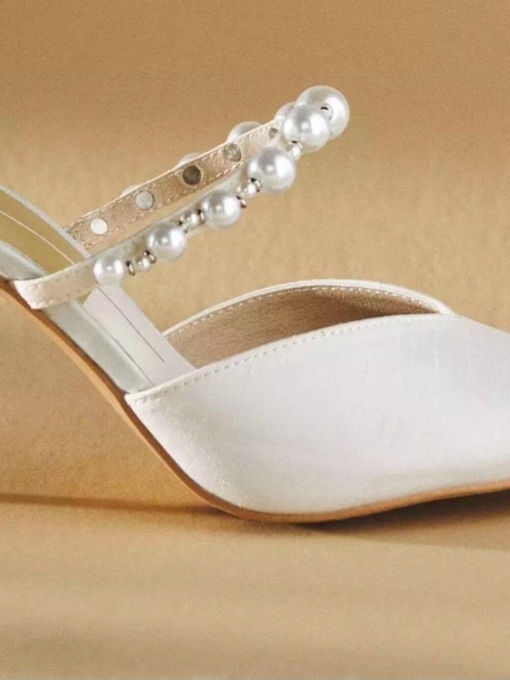 Dolce Vita Kanika Pearl Heels Vanilla Silk Womens Size 7.5 Bride Bridal Party - Picture 3 of 12